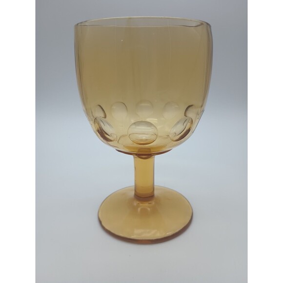 Vintage Bartlett Collins Amber Thumbprint Coin Dot 16 Ounce Beer Water Goblet - Picture 1 of 4